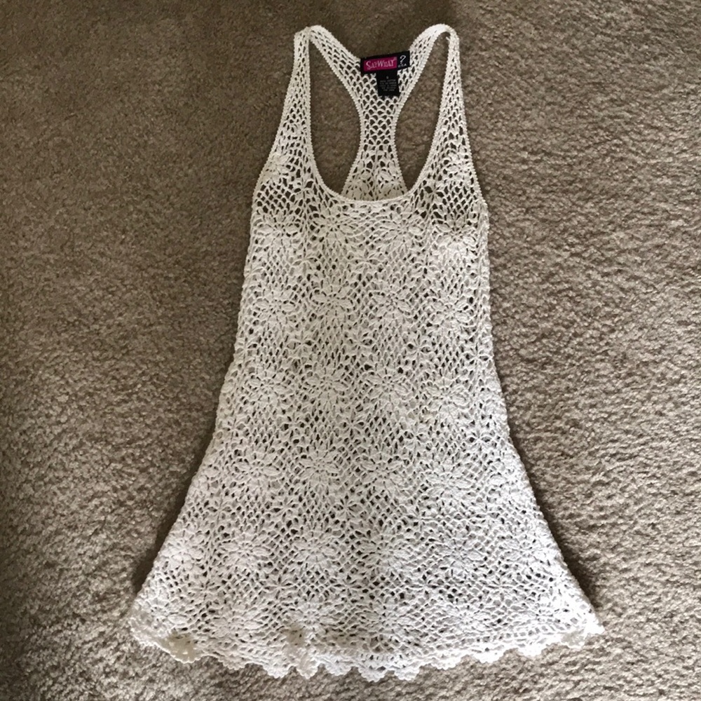 Crochet whit tank top, bathing suit cover up